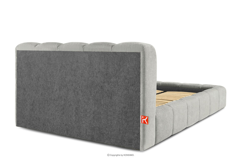 MERIDE Łóżko tapicerowane 160 cm z pikowaniem jasny szary jasny szary - zdjęcie 5