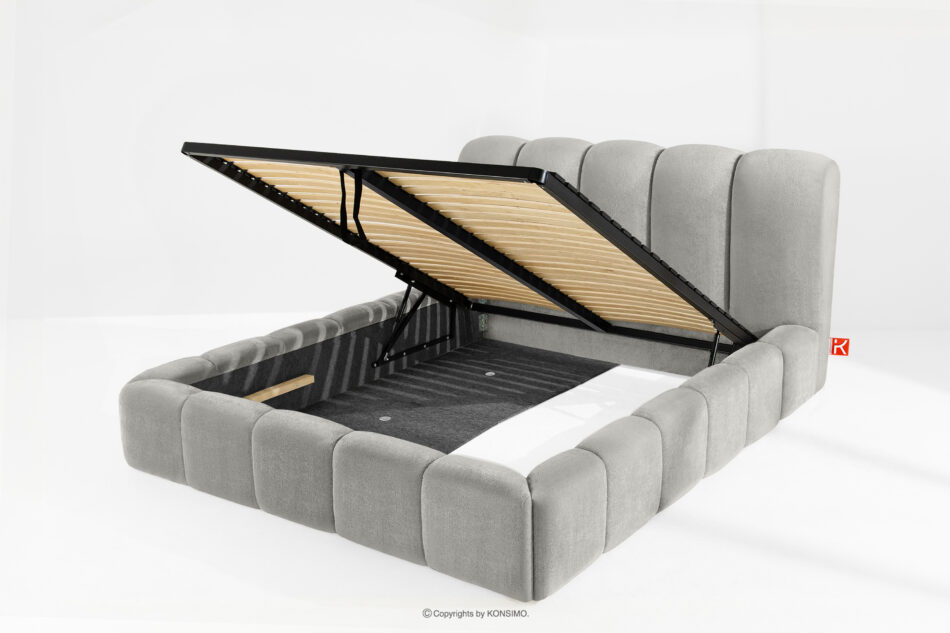 MERIDE Łóżko tapicerowane 160 cm z pikowaniem jasny szary jasny szary - zdjęcie 8