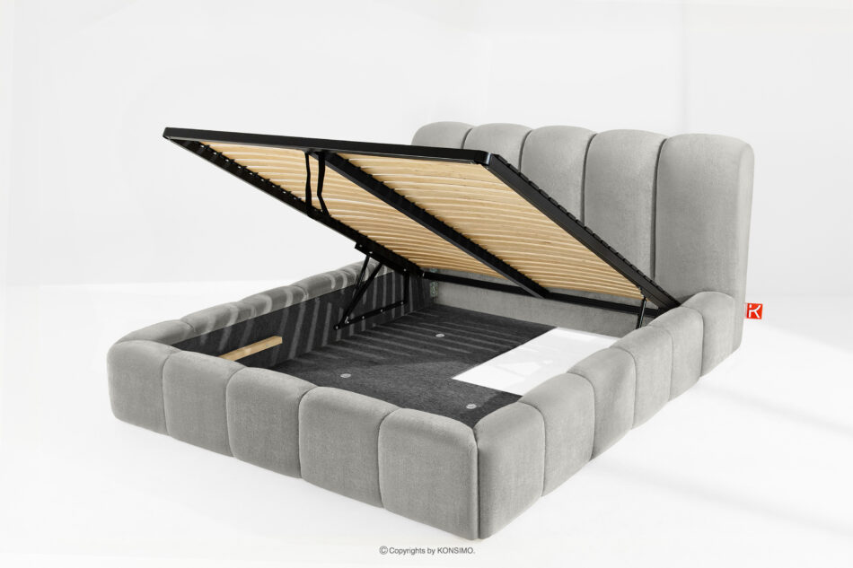 MERIDE Łóżko tapicerowane 160 cm z pikowaniem jasny szary jasny szary - zdjęcie 9