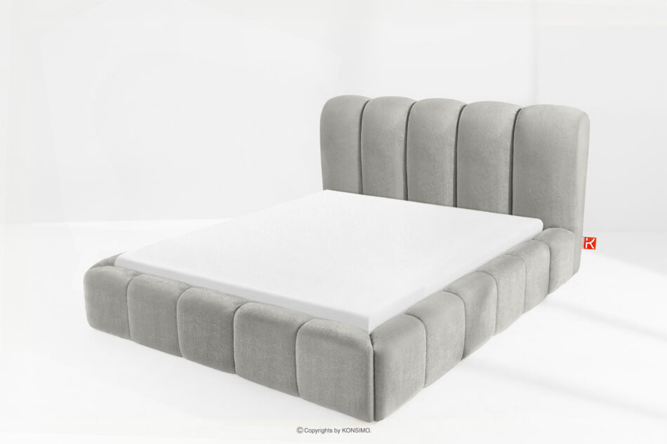 MERIDE Łóżko tapicerowane 160 cm z pikowaniem jasny szary jasny szary - zdjęcie 13