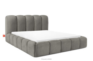 MERIDE, https://konsimo.pl/kolekcja/meride/ Łóżko tapicerowane 160 cm z pikowaniem ciemny szary ciemny szary - zdjęcie