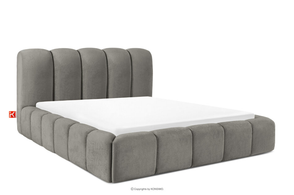 MERIDE Łóżko tapicerowane 160 cm z pikowaniem ciemny szary ciemny szary - zdjęcie 0