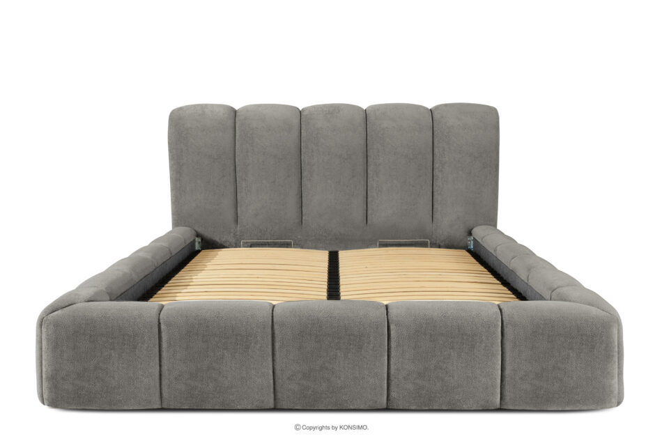MERIDE Łóżko tapicerowane 160 cm z pikowaniem ciemny szary ciemny szary - zdjęcie 3