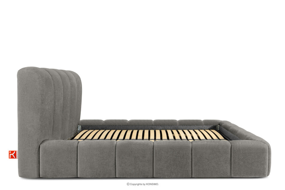 MERIDE Łóżko tapicerowane 160 cm z pikowaniem ciemny szary ciemny szary - zdjęcie 4