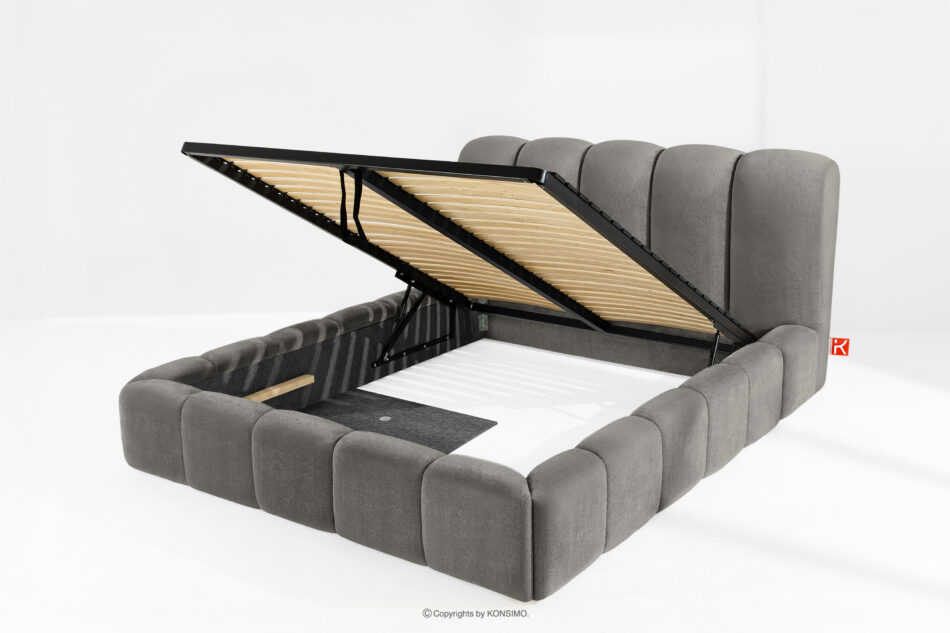 MERIDE Łóżko tapicerowane 160 cm z pikowaniem ciemny szary ciemny szary - zdjęcie 7