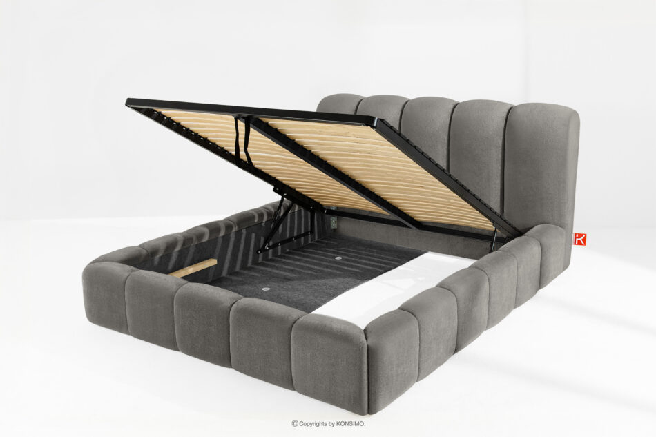 MERIDE Łóżko tapicerowane 160 cm z pikowaniem ciemny szary ciemny szary - zdjęcie 8