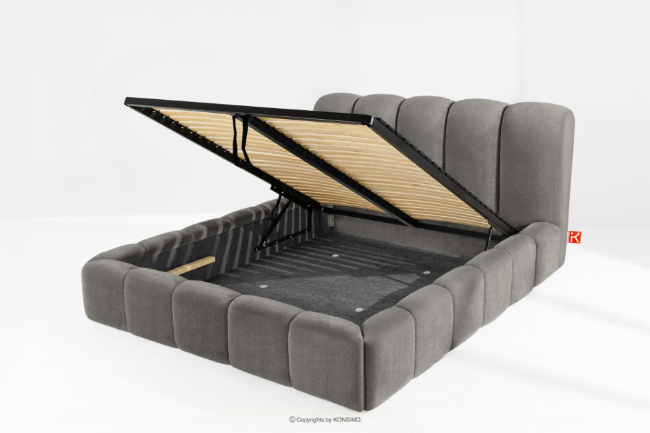 MERIDE Łóżko tapicerowane 160 cm z pikowaniem ciemny szary ciemny szary - zdjęcie 10