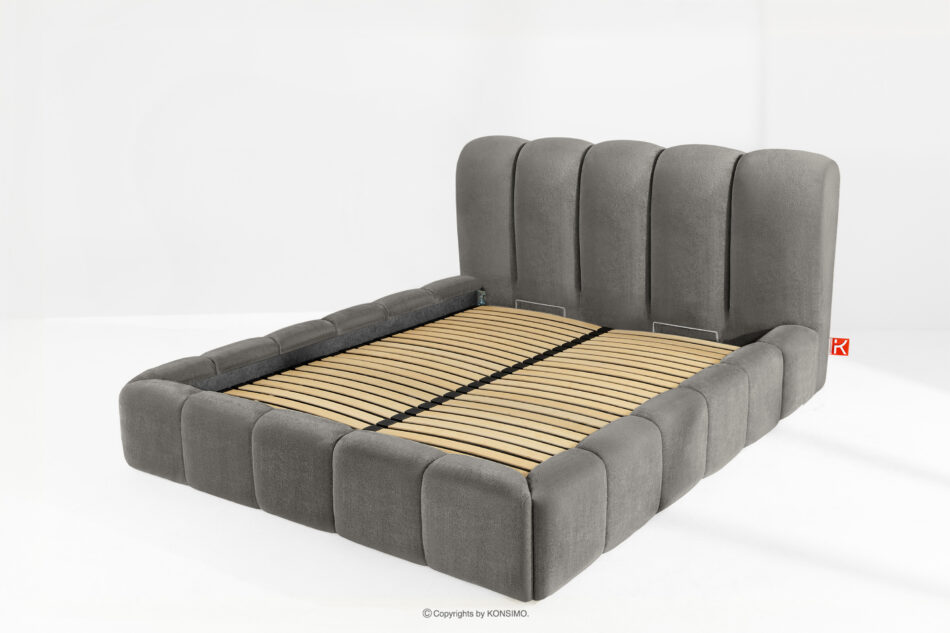 MERIDE Łóżko tapicerowane 160 cm z pikowaniem ciemny szary ciemny szary - zdjęcie 12