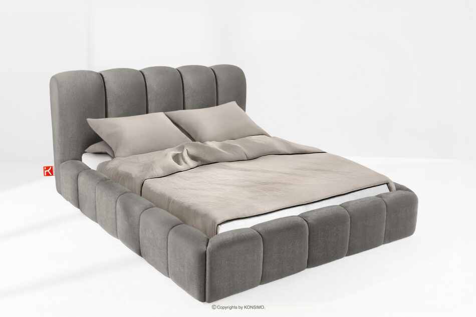 MERIDE Łóżko tapicerowane 160 cm z pikowaniem ciemny szary ciemny szary - zdjęcie 1