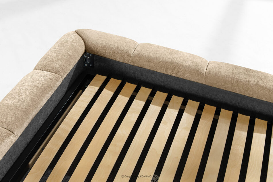 MERIDE Łóżko tapicerowane 160 cm w stylu japandi z pikowaniem beżowy beżowy - zdjęcie 17