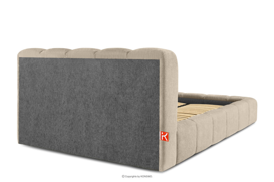 MERIDE Łóżko tapicerowane 160 cm w stylu japandi z pikowaniem szarobeżowy szarobeżowy - zdjęcie 5