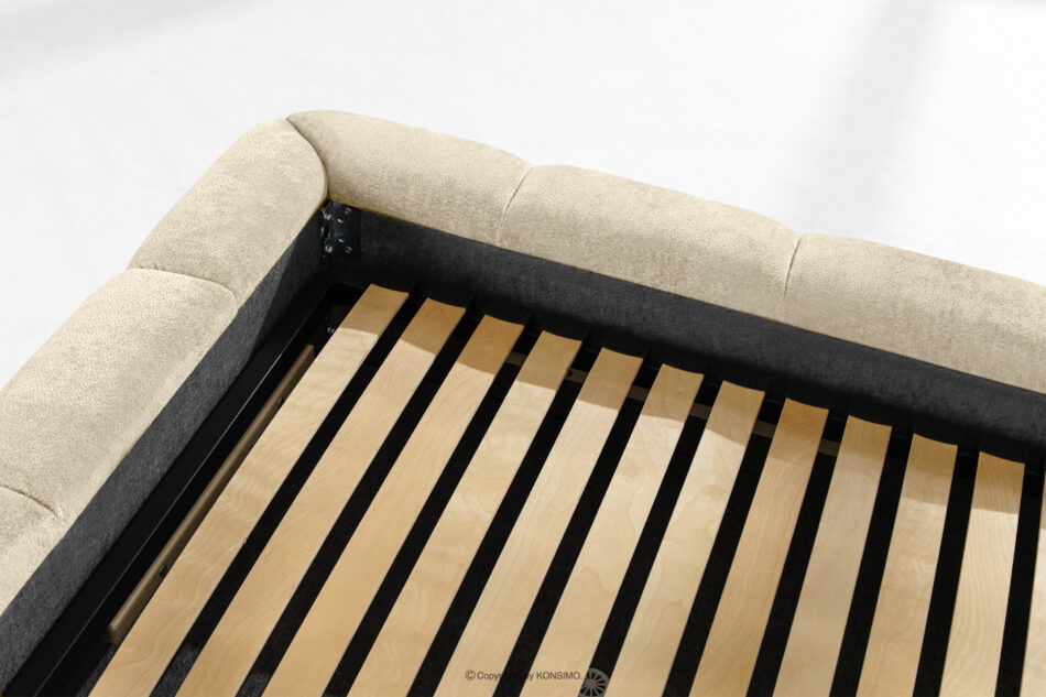 MERIDE Łóżko tapicerowane 160 cm w stylu japandi z pikowaniem ecru ecru - zdjęcie 17