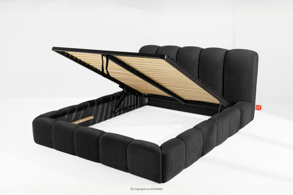 MERIDE Łóżko tapicerowane 180 cm z pikowaniem antracytowy antracytowy - zdjęcie 6