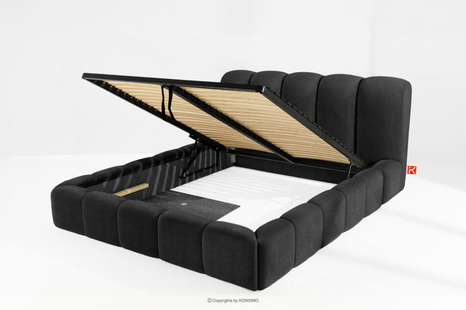 MERIDE Łóżko tapicerowane 180 cm z pikowaniem antracytowy antracytowy - zdjęcie 7