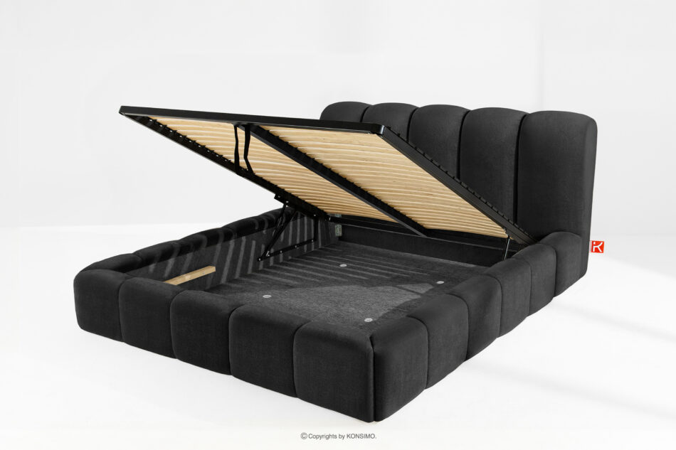 MERIDE Łóżko tapicerowane 180 cm z pikowaniem antracytowy antracytowy - zdjęcie 10