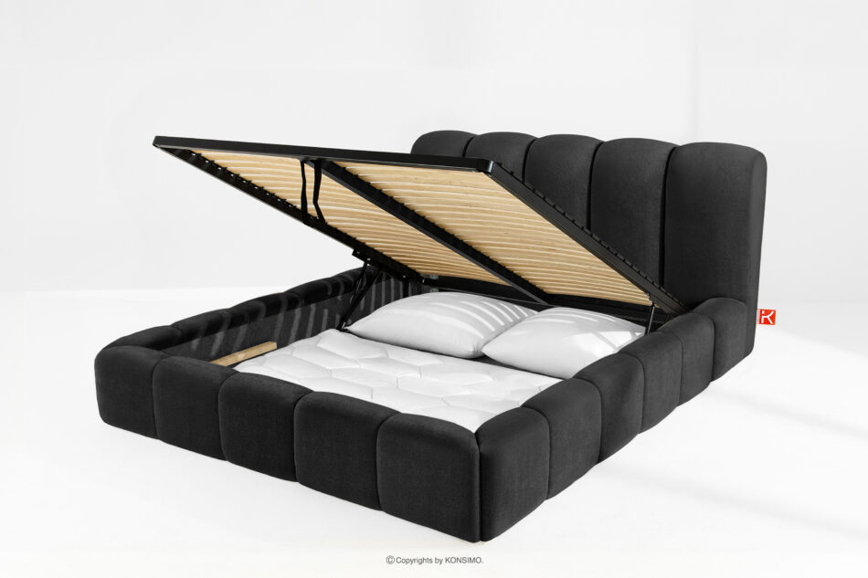 MERIDE Łóżko tapicerowane 180 cm z pikowaniem antracytowy antracytowy - zdjęcie 11