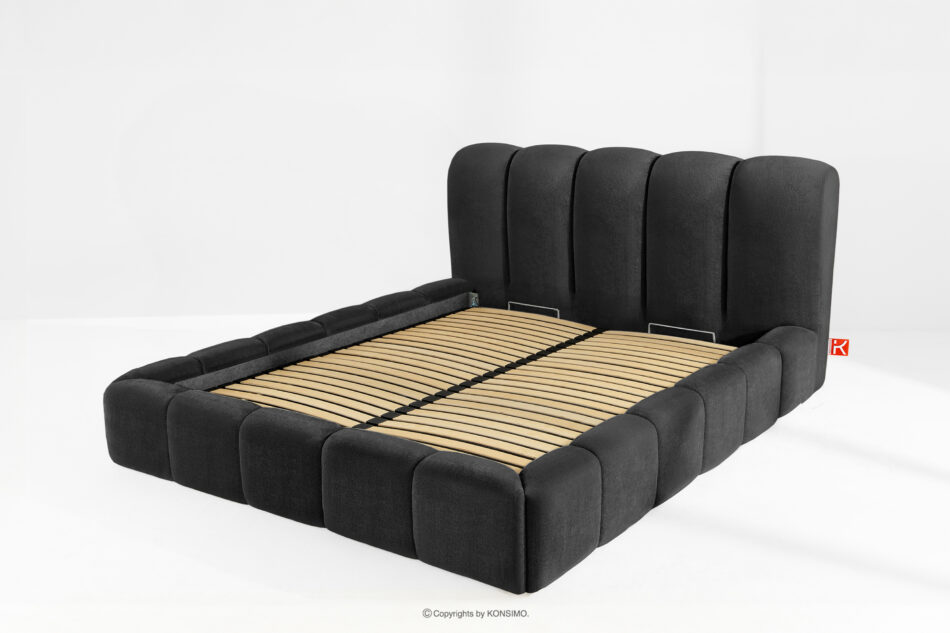 MERIDE Łóżko tapicerowane 180 cm z pikowaniem antracytowy antracytowy - zdjęcie 12