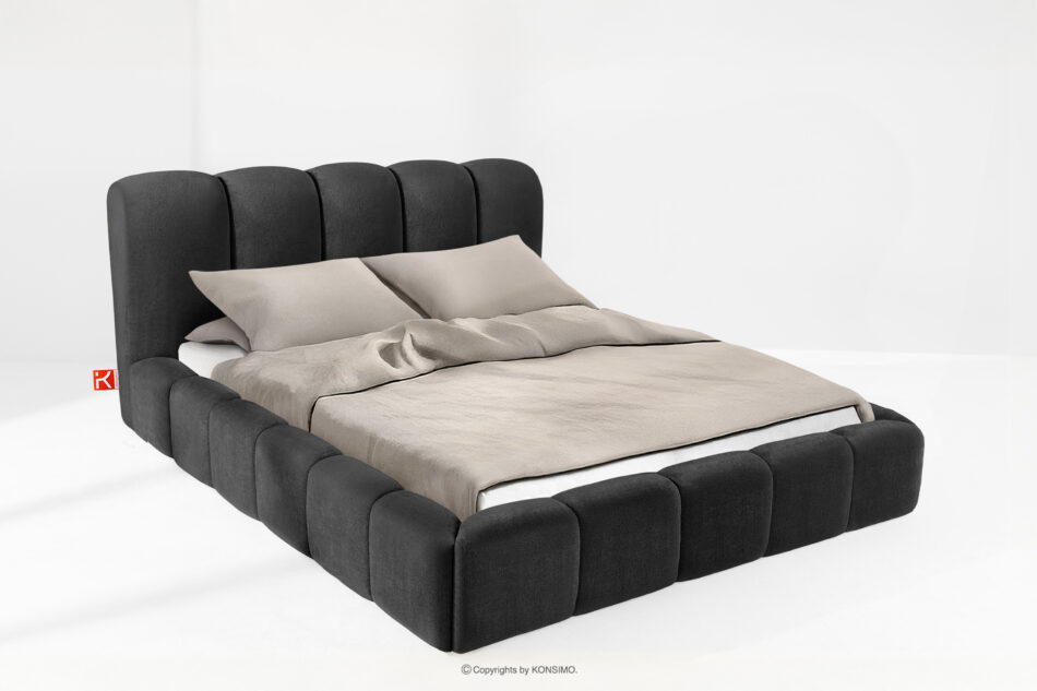 MERIDE Łóżko tapicerowane 180 cm z pikowaniem antracytowy antracytowy - zdjęcie 1