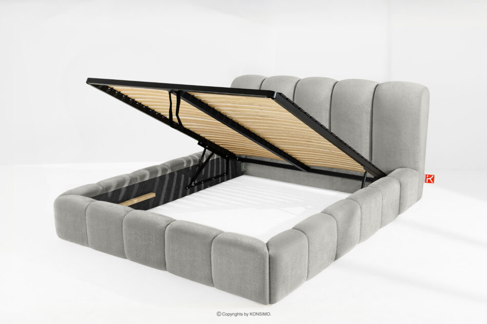 MERIDE Łóżko tapicerowane 180 cm z pikowaniem jasny szary jasny szary - zdjęcie 6