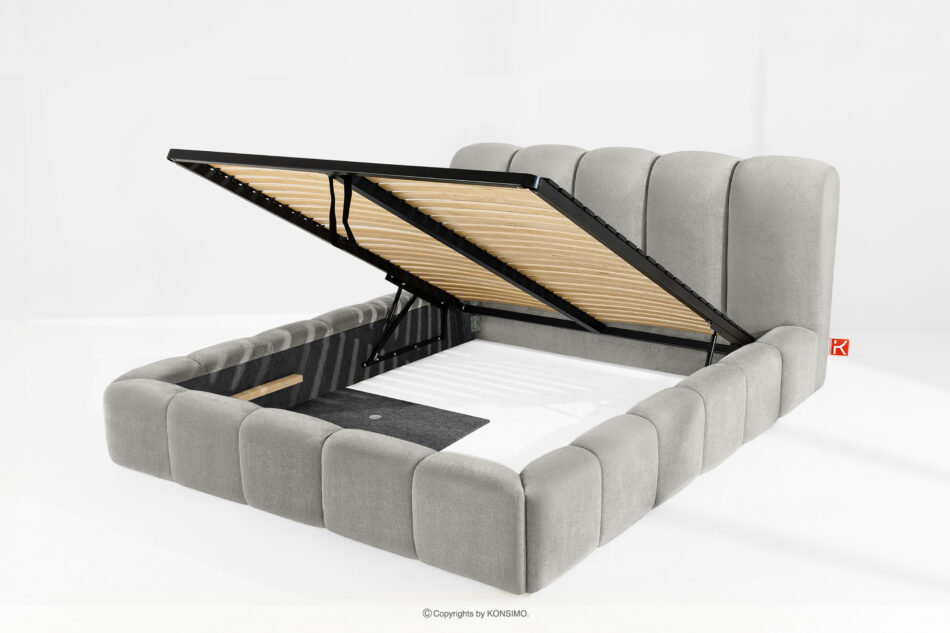 MERIDE Łóżko tapicerowane 180 cm z pikowaniem jasny szary jasny szary - zdjęcie 7