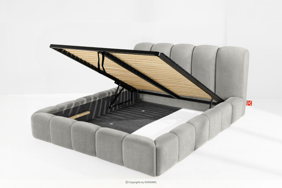 MERIDE Łóżko tapicerowane 180 cm z pikowaniem jasny szary jasny szary - zdjęcie 8