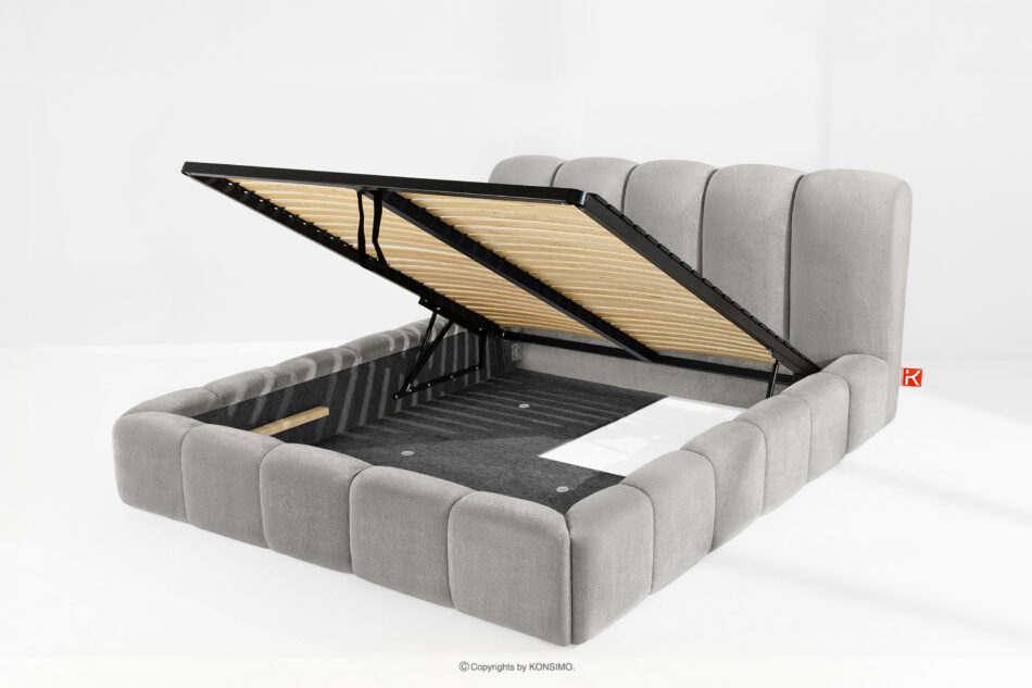 MERIDE Łóżko tapicerowane 180 cm z pikowaniem jasny szary jasny szary - zdjęcie 9