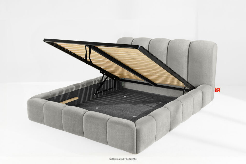 MERIDE Łóżko tapicerowane 180 cm z pikowaniem jasny szary jasny szary - zdjęcie 10