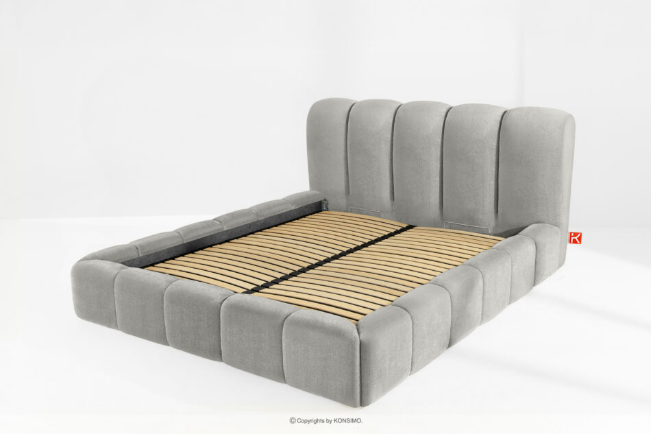 MERIDE Łóżko tapicerowane 180 cm z pikowaniem jasny szary jasny szary - zdjęcie 12