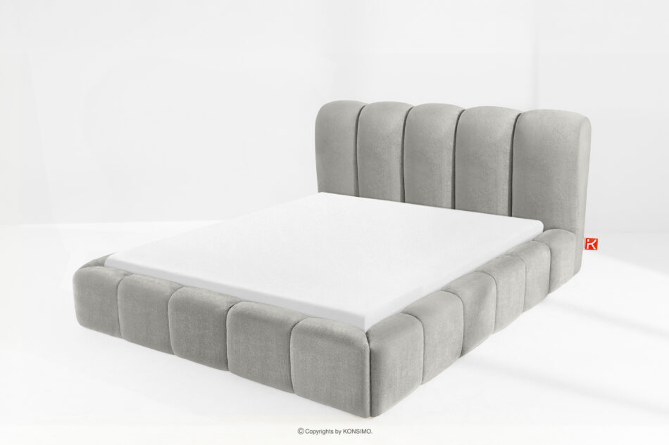 MERIDE Łóżko tapicerowane 180 cm z pikowaniem jasny szary jasny szary - zdjęcie 13