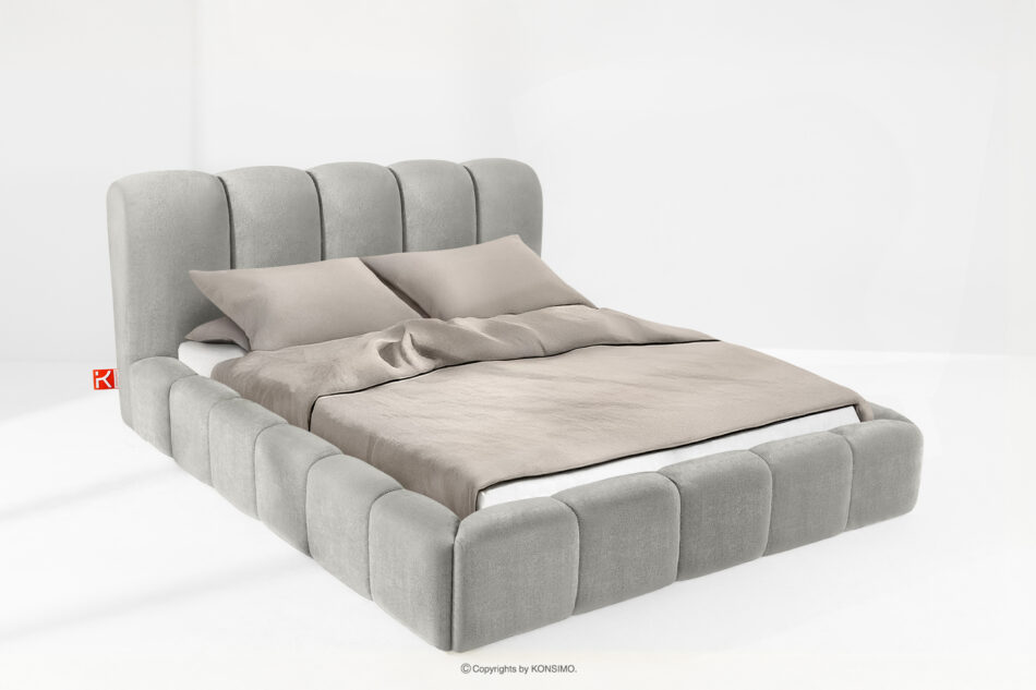 MERIDE Łóżko tapicerowane 180 cm z pikowaniem jasny szary jasny szary - zdjęcie 1