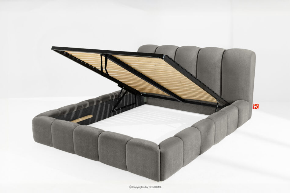 MERIDE Łóżko tapicerowane 180 cm z pikowaniem ciemny szary ciemny szary - zdjęcie 6