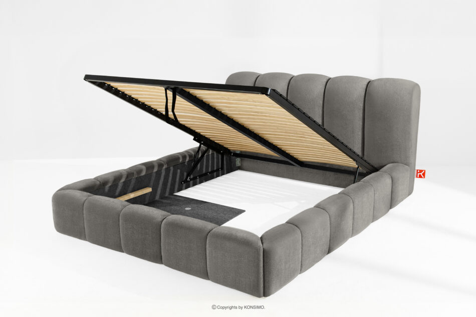 MERIDE Łóżko tapicerowane 180 cm z pikowaniem ciemny szary ciemny szary - zdjęcie 7