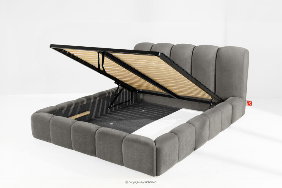 MERIDE Łóżko tapicerowane 180 cm z pikowaniem ciemny szary ciemny szary - zdjęcie 8