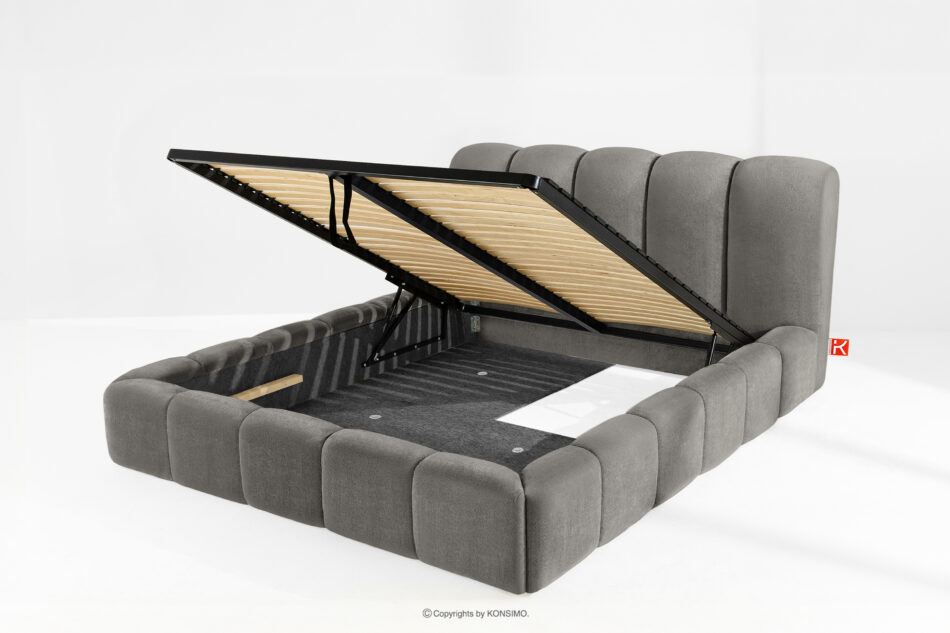 MERIDE Łóżko tapicerowane 180 cm z pikowaniem ciemny szary ciemny szary - zdjęcie 9