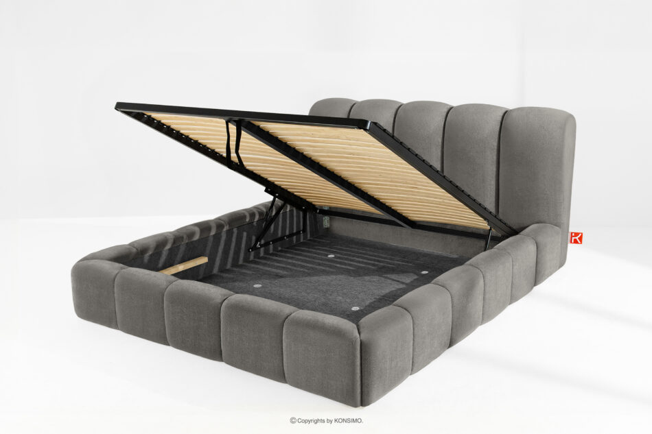 MERIDE Łóżko tapicerowane 180 cm z pikowaniem ciemny szary ciemny szary - zdjęcie 10