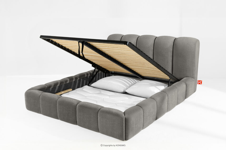 MERIDE Łóżko tapicerowane 180 cm z pikowaniem ciemny szary ciemny szary - zdjęcie 11