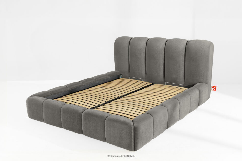 MERIDE Łóżko tapicerowane 180 cm z pikowaniem ciemny szary ciemny szary - zdjęcie 12