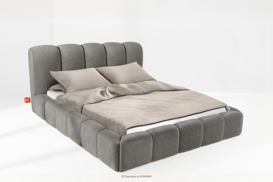 MERIDE Łóżko tapicerowane 180 cm z pikowaniem ciemny szary ciemny szary - zdjęcie 1