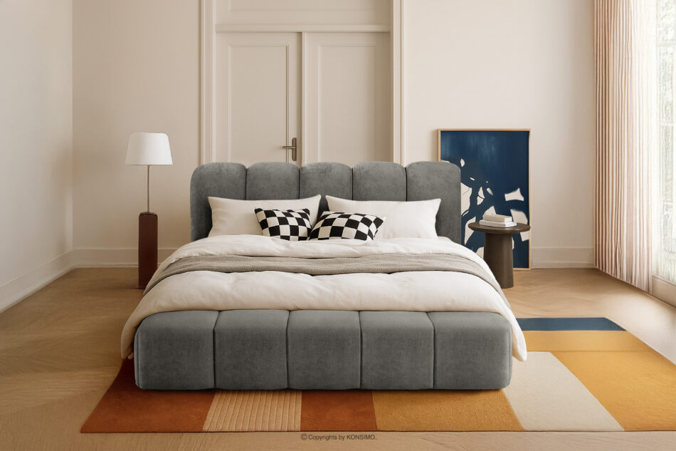 MERIDE Łóżko tapicerowane 180 cm z pikowaniem ciemny szary ciemny szary - zdjęcie 21