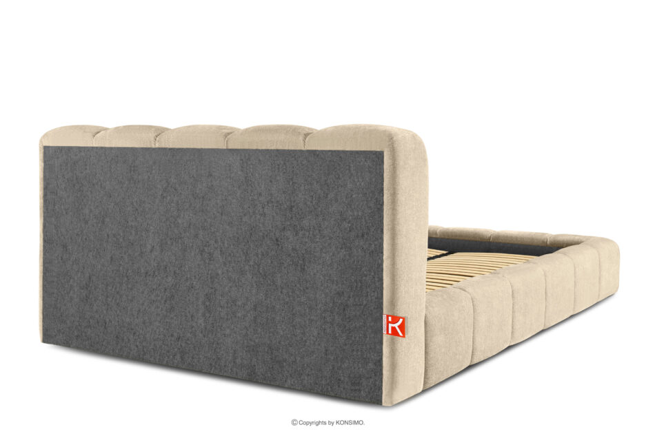 MERIDE Łóżko tapicerowane 180 cm w stylu japandi z pikowaniem beżowy beżowy - zdjęcie 5