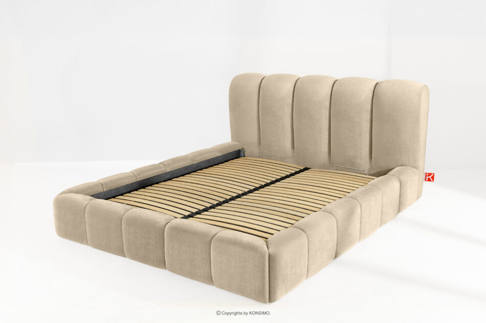 MERIDE Łóżko tapicerowane 180 cm w stylu japandi z pikowaniem beżowy beżowy - zdjęcie 12