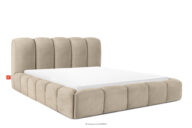 Łóżko tapicerowane 180 cm w stylu japandi z pikowaniem szarobeżowy