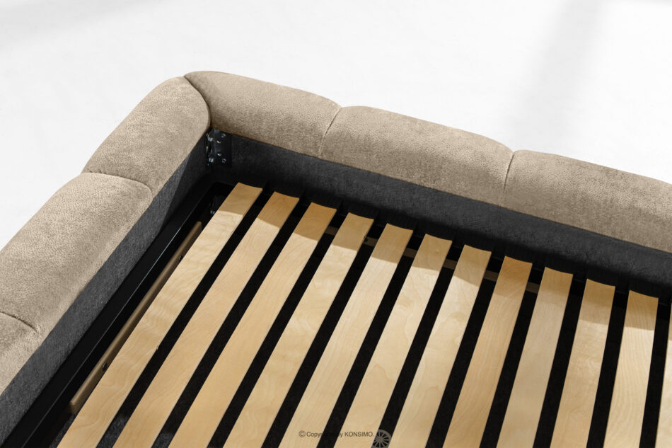 MERIDE Łóżko tapicerowane 180 cm w stylu japandi z pikowaniem szarobeżowy szarobeżowy - zdjęcie 17