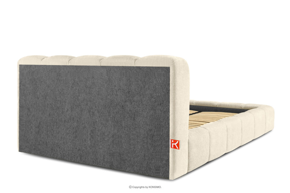 MERIDE Łóżko tapicerowane 180 cm w stylu japandi z pikowaniem ecru ecru - zdjęcie 5