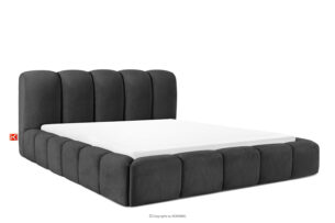 MERIDE, https://konsimo.pl/kolekcja/meride/ Łóżko tapicerowane 200 cm z pikowaniem antracytowy antracytowy - zdjęcie