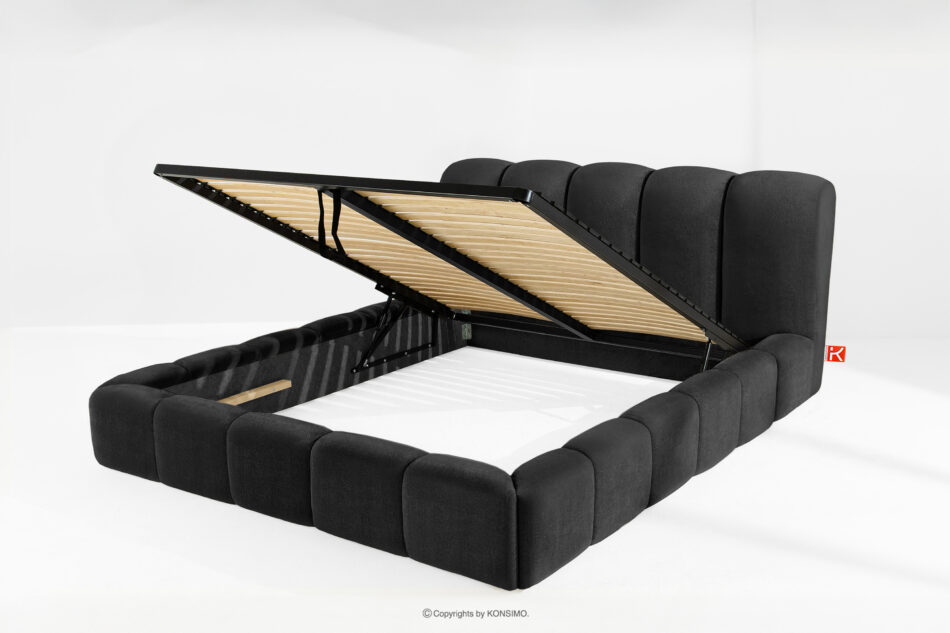 MERIDE Łóżko tapicerowane 200 cm z pikowaniem antracytowy antracytowy - zdjęcie 6