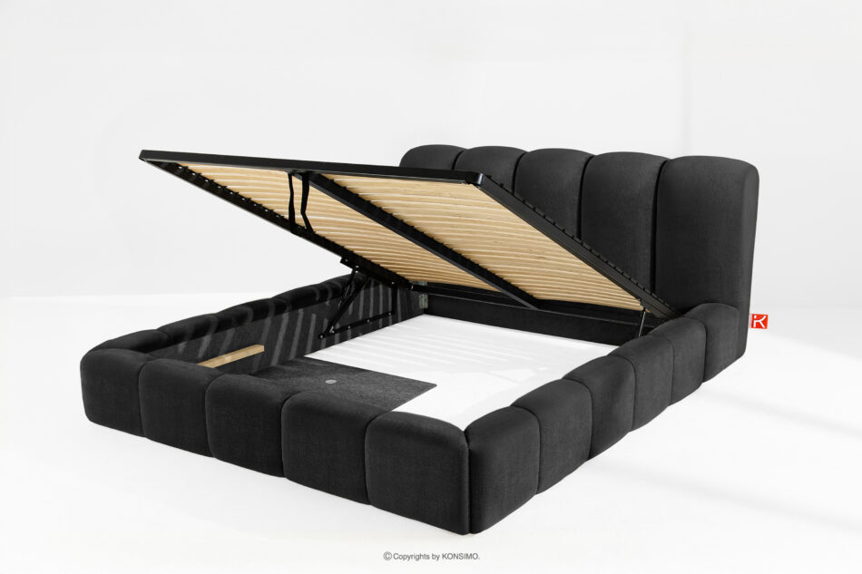 MERIDE Łóżko tapicerowane 200 cm z pikowaniem antracytowy antracytowy - zdjęcie 7