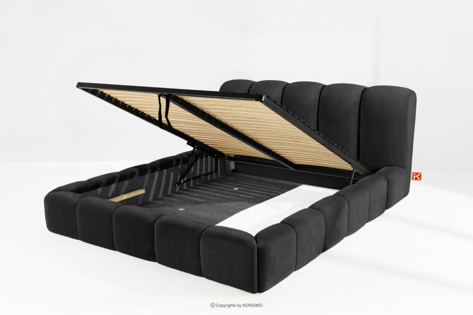 MERIDE Łóżko tapicerowane 200 cm z pikowaniem antracytowy antracytowy - zdjęcie 8