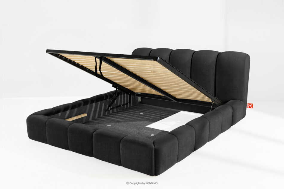 MERIDE Łóżko tapicerowane 200 cm z pikowaniem antracytowy antracytowy - zdjęcie 9