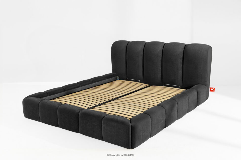 MERIDE Łóżko tapicerowane 200 cm z pikowaniem antracytowy antracytowy - zdjęcie 12